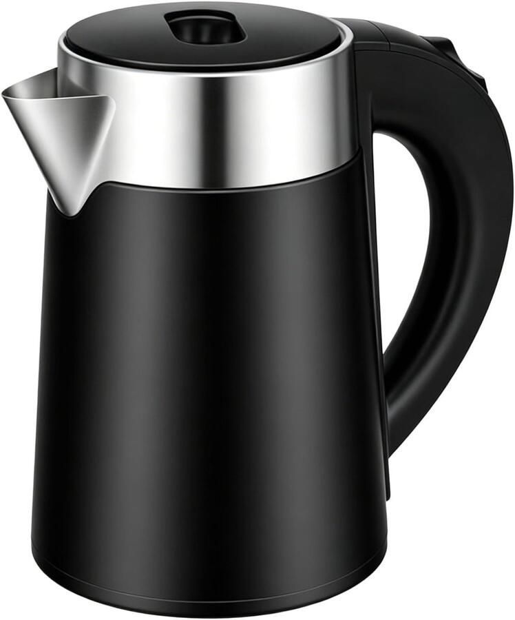 Lexium Store Reiswaterkoker Zwart 800 ml Roestvrijstalen Mini Waterkoker Voor Reizen en Camping