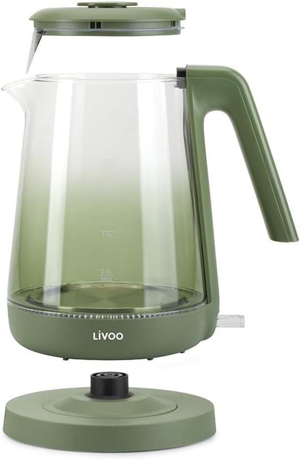 Lexium Store Retro waterkoker Groen 1 7 L Borosilicaatglas Voor Gezinnen en Theeliefhebbers