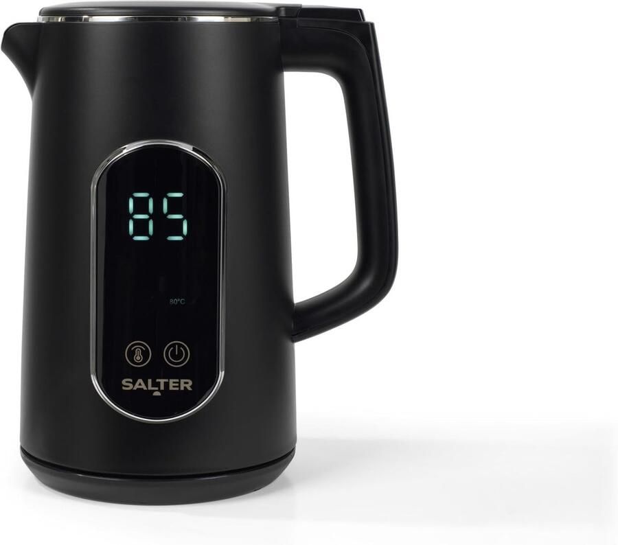 Lexium Store Retro waterkoker Zilver 1 7 liter Dubbelwandig Roestvrijstaal met LED-touchscreen Voor Gezin en Koffieliefhebbers