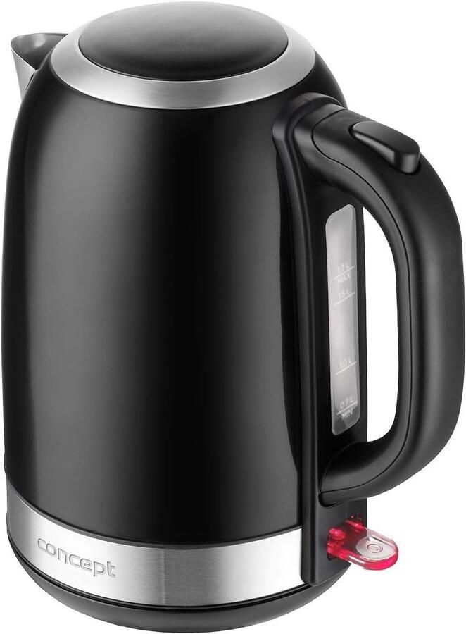Lexium Store Retro waterkoker Zwart 1 7 L Roestvrij Staal Elektrische Waterkoker voor Thuisgebruik