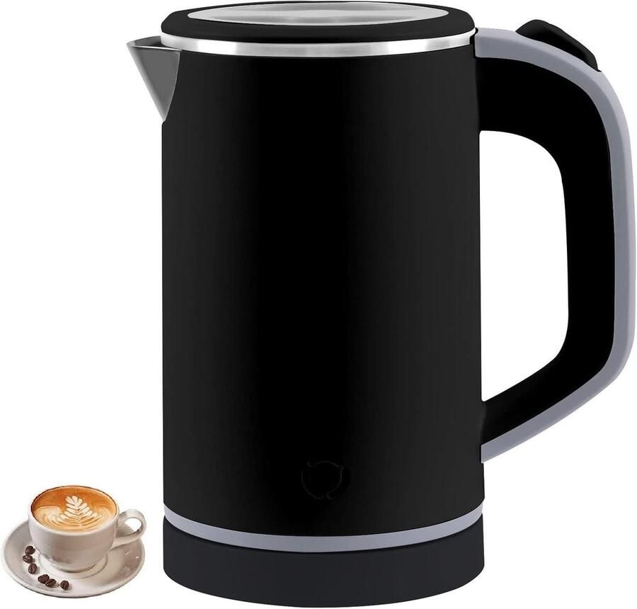 Lexium Store Retro waterkoker Zwart 800 ml Roestvrijstalen Mini Reiswaterkoker Voor Kamperen en Reizen