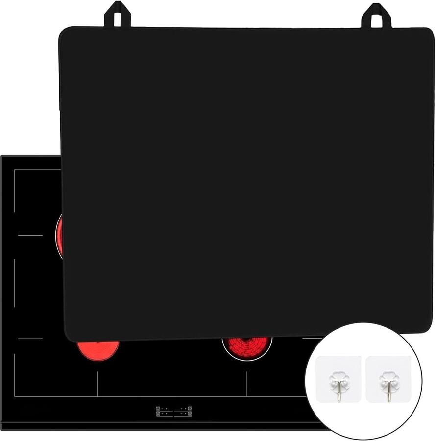 Lexium Store Spatplaat achter fornuis Zwart 61 x 53 cm Vuurvaste Kookplaatafdekking van Keramiek Voor Inductie en Keramische Kookplaten