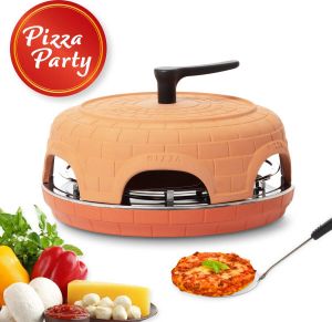 Life-is-Licious Pizza oven 6 personen Terracotta Zwart Incl recepten Extra veilig handvat