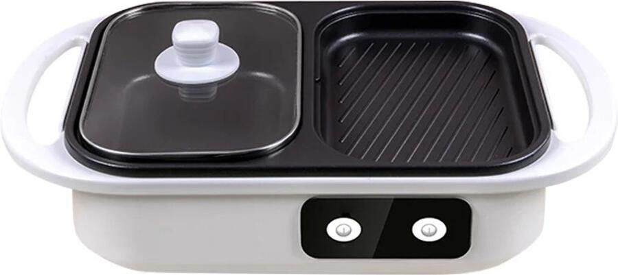 Lifero Hotpot Elektrisch Multicooker Grillplaat Barbecue Gourmetstel Fonduepan Anti Aanbak 1300W Camping Koken