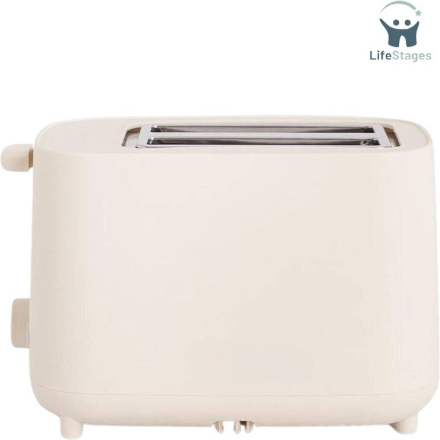 LifeStages Broodrooster met Tostiklemmen Broodrooster Gebroken wit 6 standen Kruimellade Thermostaat Ontdooien Verwarmen Veiligheidssysteem 750 W