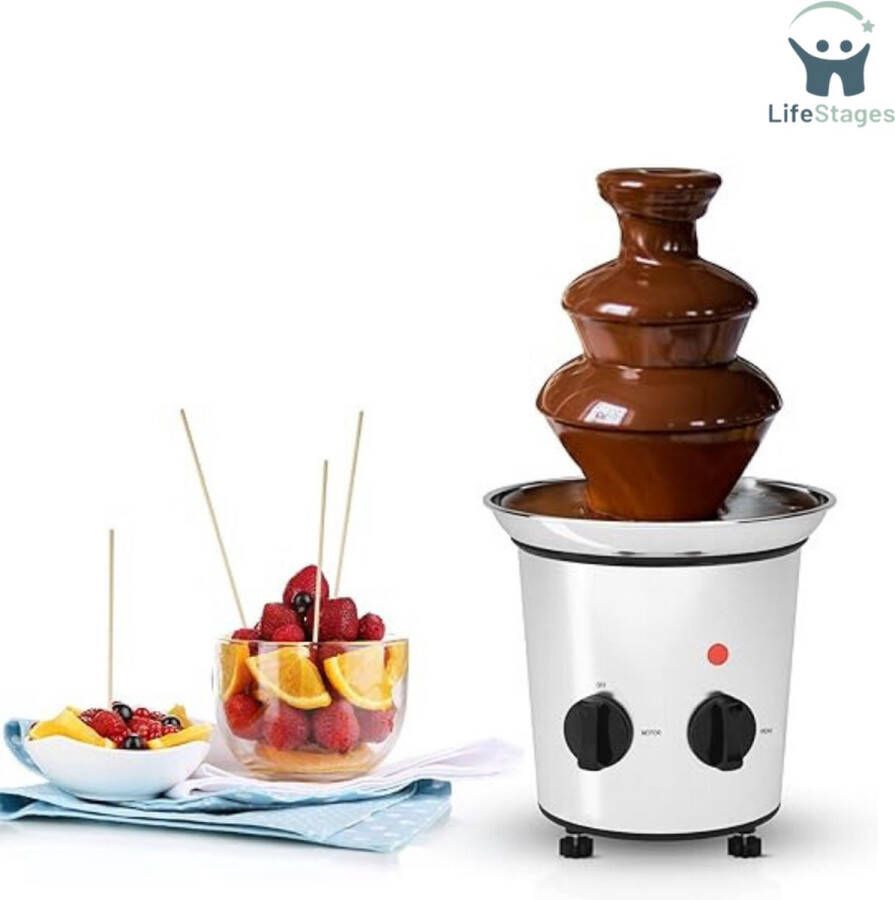 LifeStages Chocoladefontein 3-Etage 1 KG Inhoud Fonduefontein Waterval Vat Smeltmachine Zilver