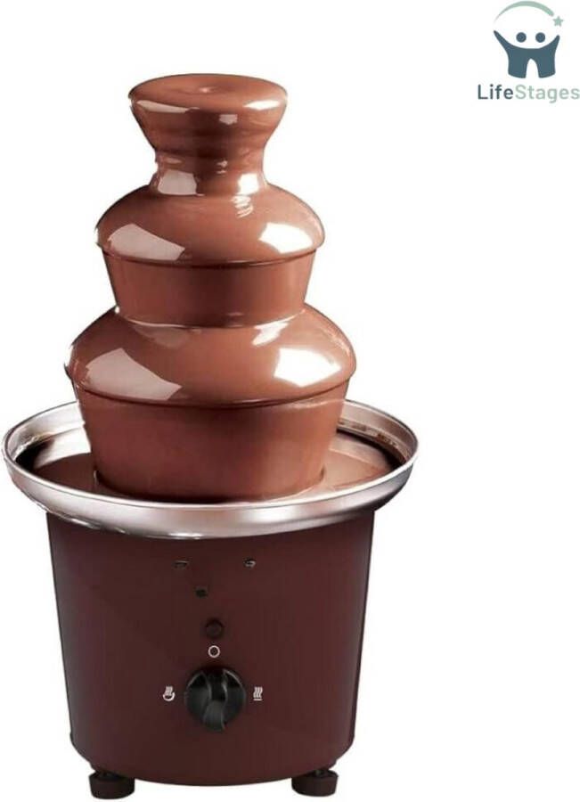 LifeStages Chocoladefontein Roestvrijstalen Fonteinset Elektrische Machine Met 3 Niveaus En Basis Voor Hete Smeltpotten Bruin