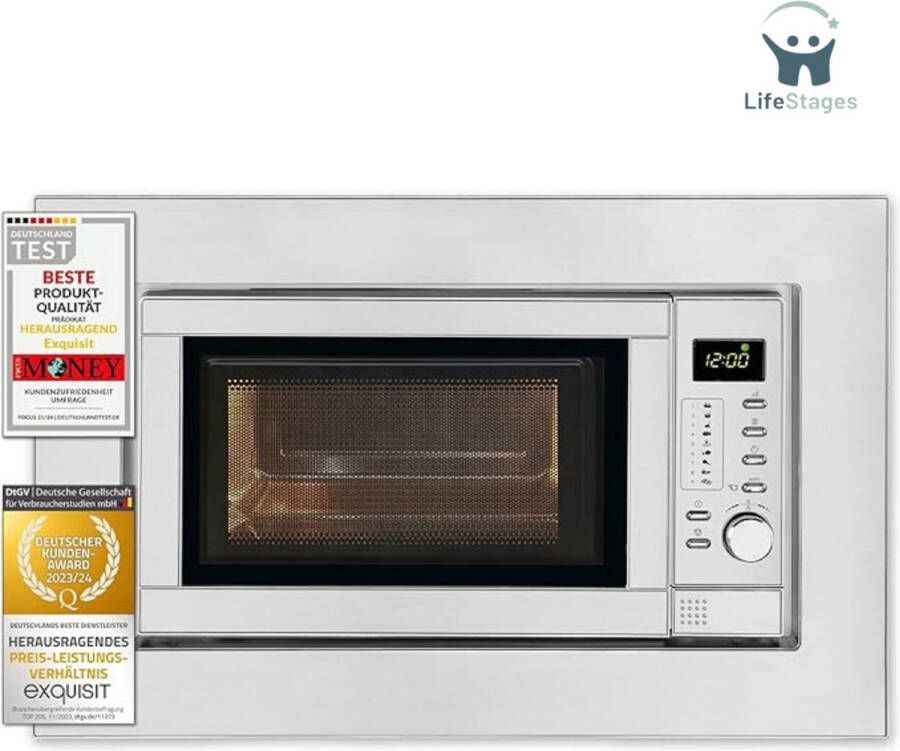 LifeStages Combi Magnetron Inbouw Ingebouwde Magnetron 8 Automatische Kookprogramma's Roestvrij Staal