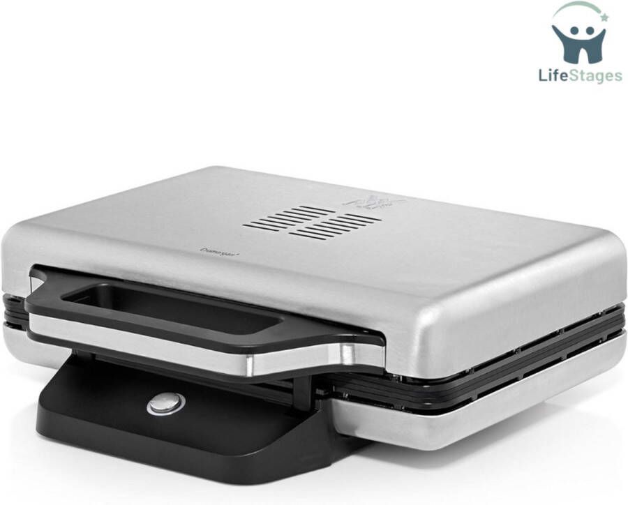 LifeStages Croque Monsieur Toestel Lono Sandwich Maker Tosti-Ijzer Voor 2 Standaard Of XXL Toasts 2-Traps Hoogteverstelling Voor Meer Vulling Mat Roestvrij Staal