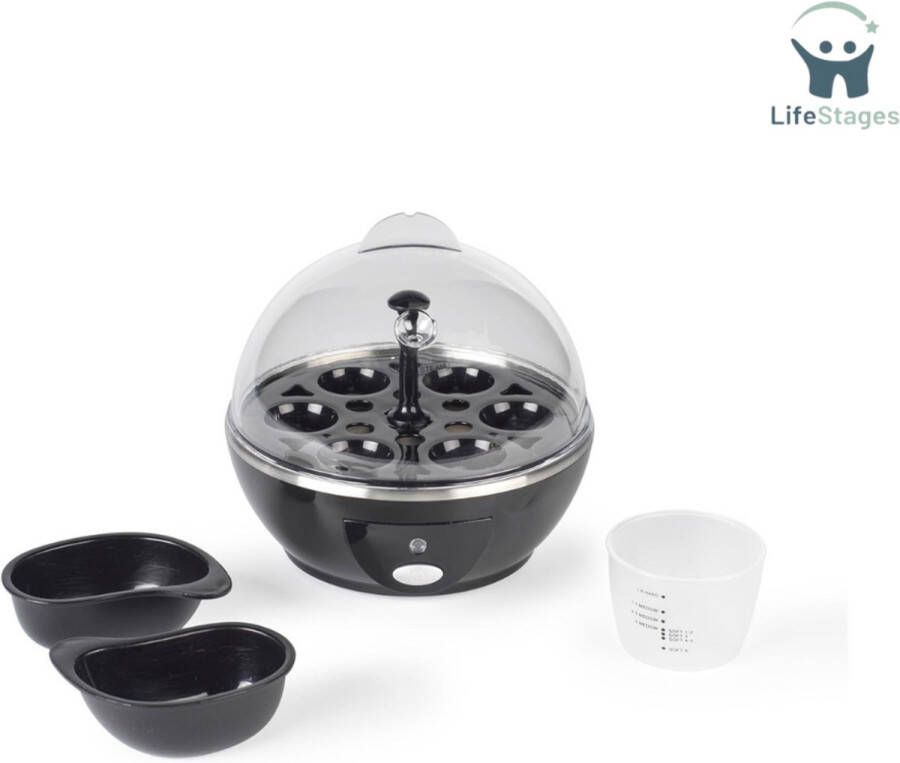 LifeStages Eierkoker Electrisch Elektrische Multi Eierkoker Hard & Gepocheerd Ei 6 Eieren Capaciteit Verwijderbaar Eierrekje En 2 Pochekommen 430W