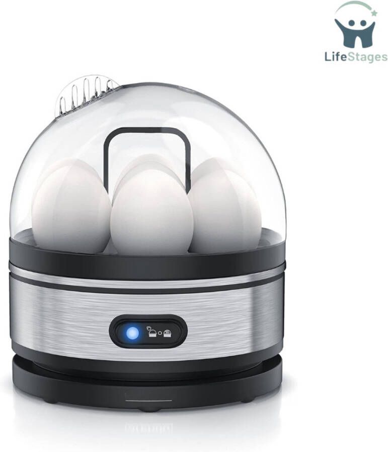 LifeStages Eierkoker Electrisch Roestvrijstalen Eierkoker Met Warmhoudfunctie Doven 1-7 Eieren