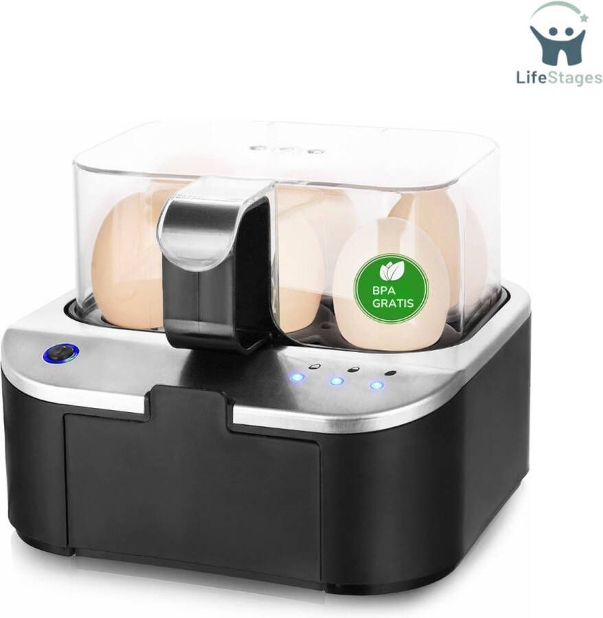 LifeStages Eierkoker Electrisch Talking Eierkoker Drie Kookniveaus [Zacht|Medium|Hard] In ÉÉN Kookproces Met Perfecte Resultaten Stemuitvoer