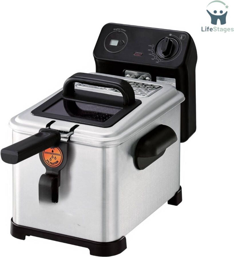 LifeStages Frituurpan Capaciteit van 4L waar 1 3 kg friet in één keer in past 2400 W vermogen Regelbare thermostaat