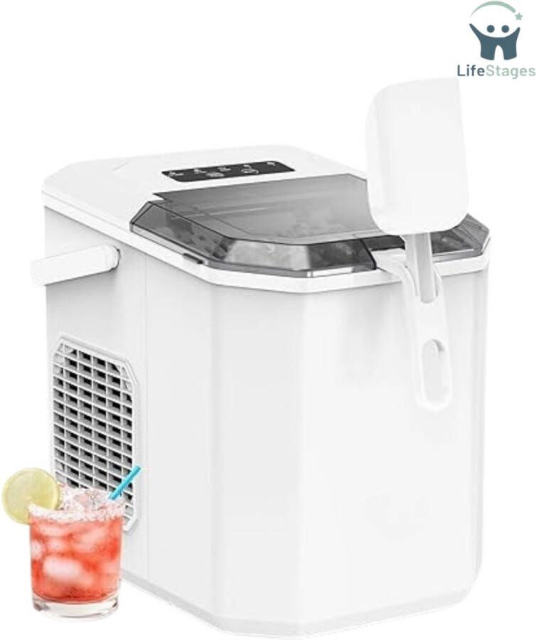 LifeStages Ijsblokjesmachine 9 Ijsblokjes Klaar In 6 Minuten Kleine Ijsblokjesmachine Met Draagbaar Handvat Zelfreinigend