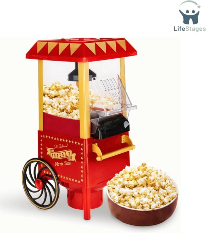 LifeStages Popcorn Machine Popcornmachine Retro Elektrische Popcornmachine 1200W Gemakkelijk Te Bedienen Knop Bereiding In 2 Minuten Draagbaar Ideaal Voor Thuis