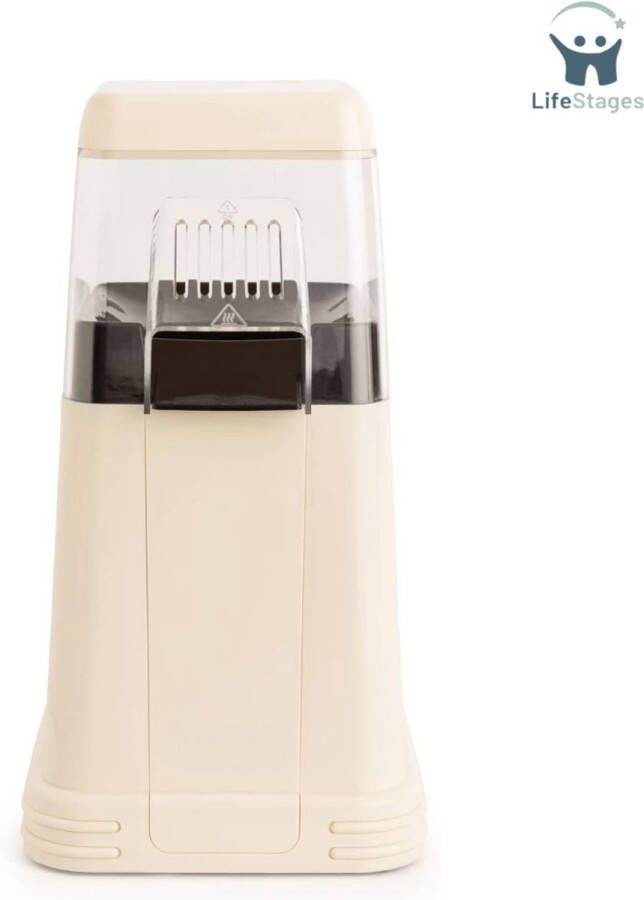 LifeStages Popcornmakers Zonder Oliën Of Vetten Eenvoudig Te Reinigen Popcorn In 3 Minuten 80G Maïs Per Riem 1200W Gebroken Wit