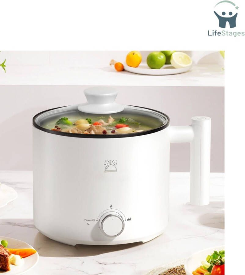 LifeStages Soepmaker Hete Pot Pan Elektrische Kookpan 220V Met Deksel Elektrische kookpot 1.8L