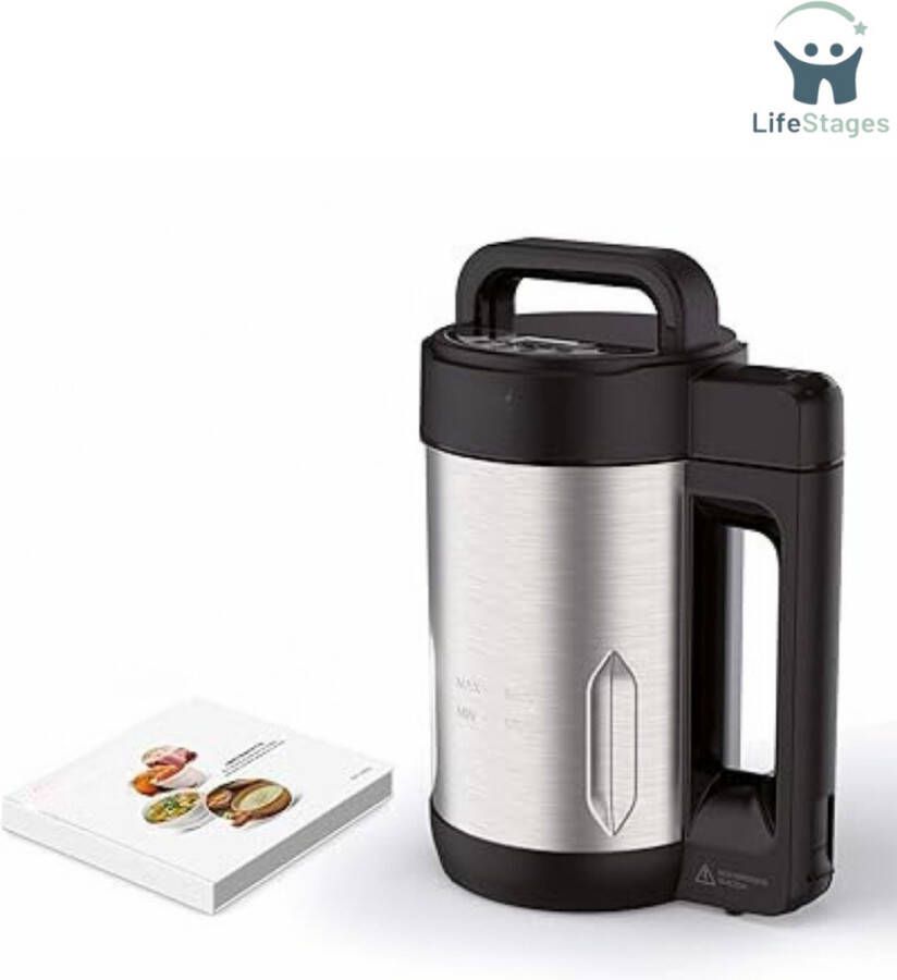 LifeStages Soepmaker Kookt En Mengt 3 Automatische Programma's 6 Porties Met Receptenboek Roestvrij Staal