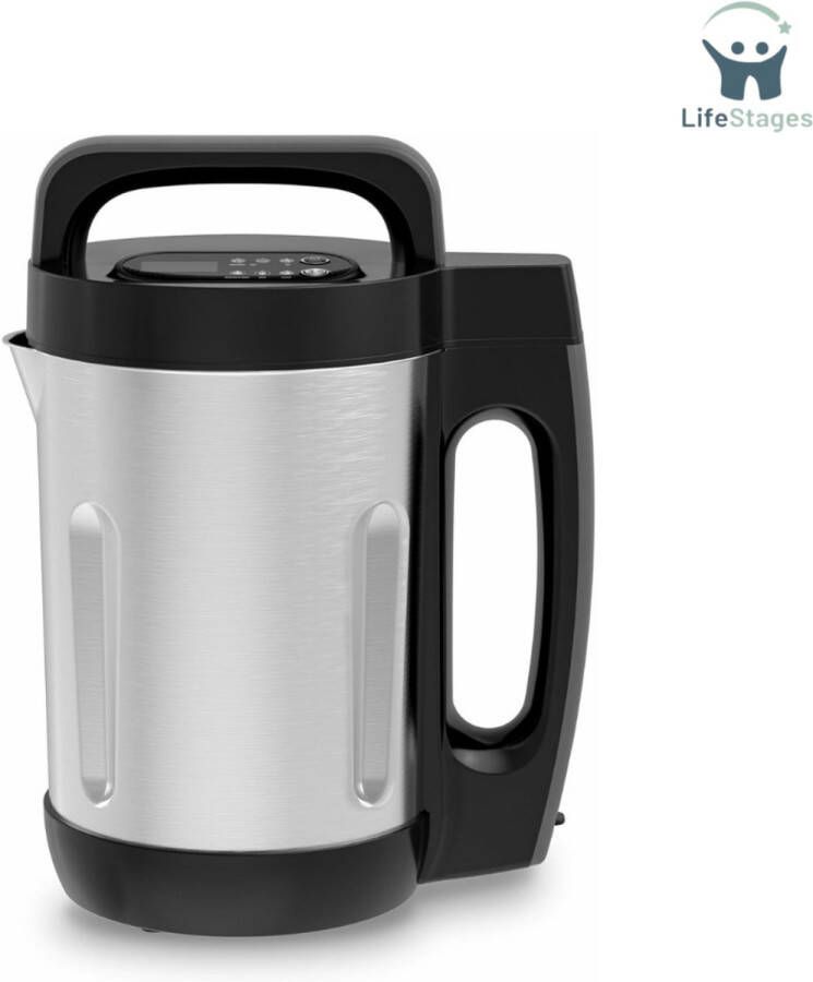 LifeStages Soepmaker Soepkoker 1.6L 5 Programma's LED Display Blender 900W Roestvrij Staal