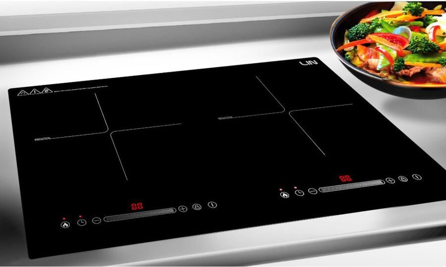 Lin LI2H-180 Inductiekookplaat – 30 cm – Domino Model – 2 Zones – Slider Bediening – PowerBoost – Kinderslot – Zwart Keramisch Glas