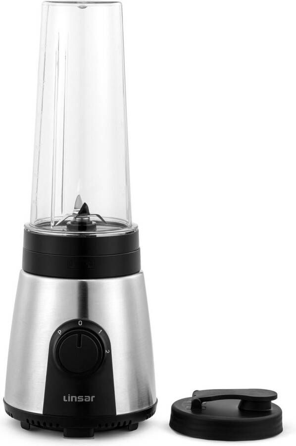 Linsar 2-in-1 smoothiemaker in 2 mengstanden normaal en puls 4-lemmeten roestvrij staal 600 ml BPA-vrije to-go-beker voor smoothies ijsblokjes 24.000 omw min 300 watt