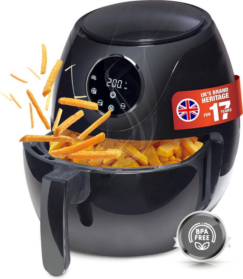 Linsar Airfryer 3L heteluchtfriteuse met timer warmhoudfunctie en touchscreen Temperatuur vrij selecteerbaar Energiezuiniger & sneller dan ovens 1200 Watt