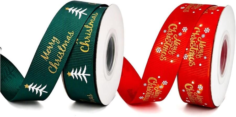 Lint 2 rollen groen rood 2 cm breed