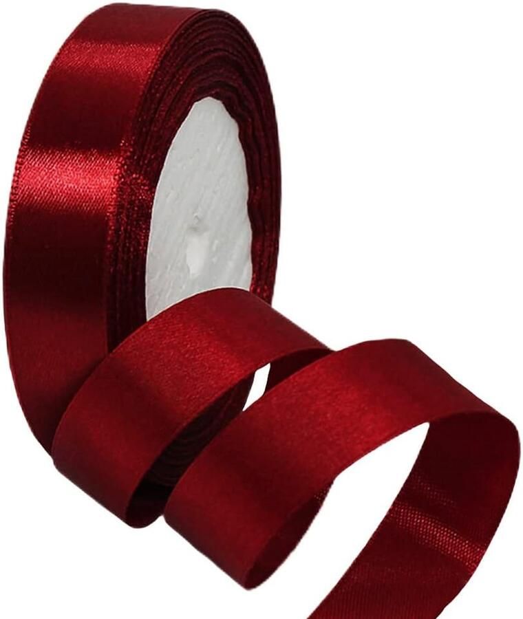 Lint 22 meter 20 mm breed wijnrood