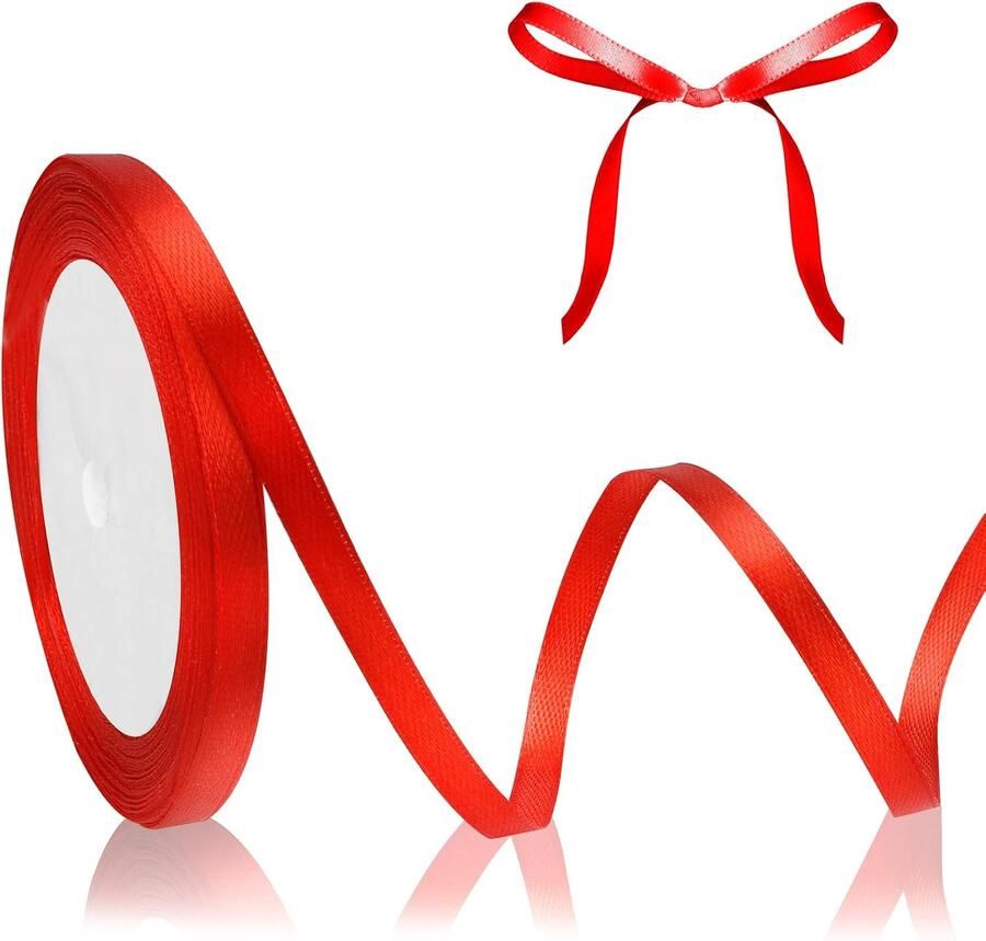 Lint 23 meter 6 mm breed rood voor cadeaus en versiering