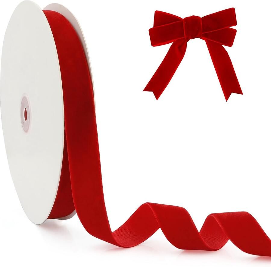 Lint 25 yards 20 mm rood gekrulde lint voor cadeaus en Kerstmis