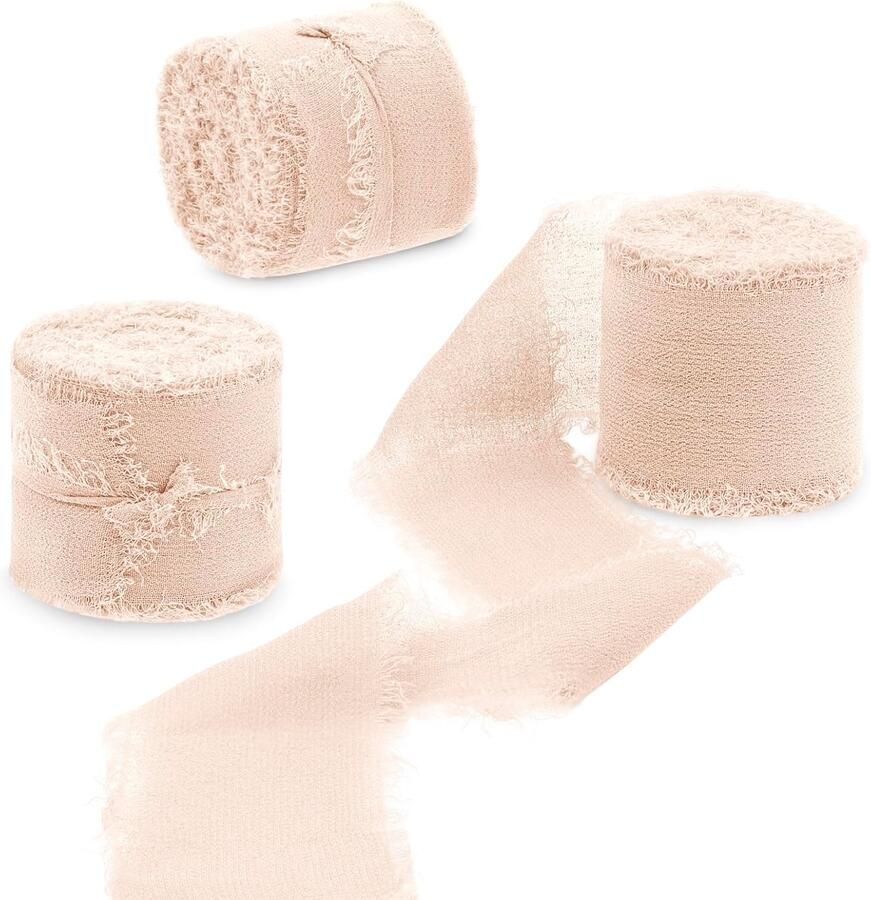 Lint 3 rollen 4 cm x 15 m champagnekleurig