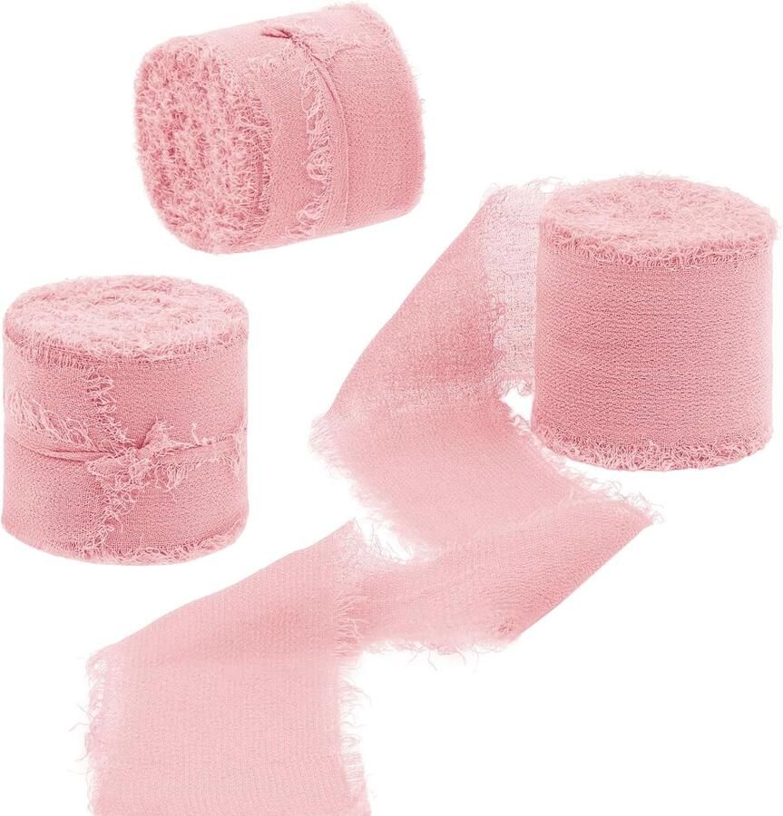 Lint 3 rollen 4 cm x 15 m roze