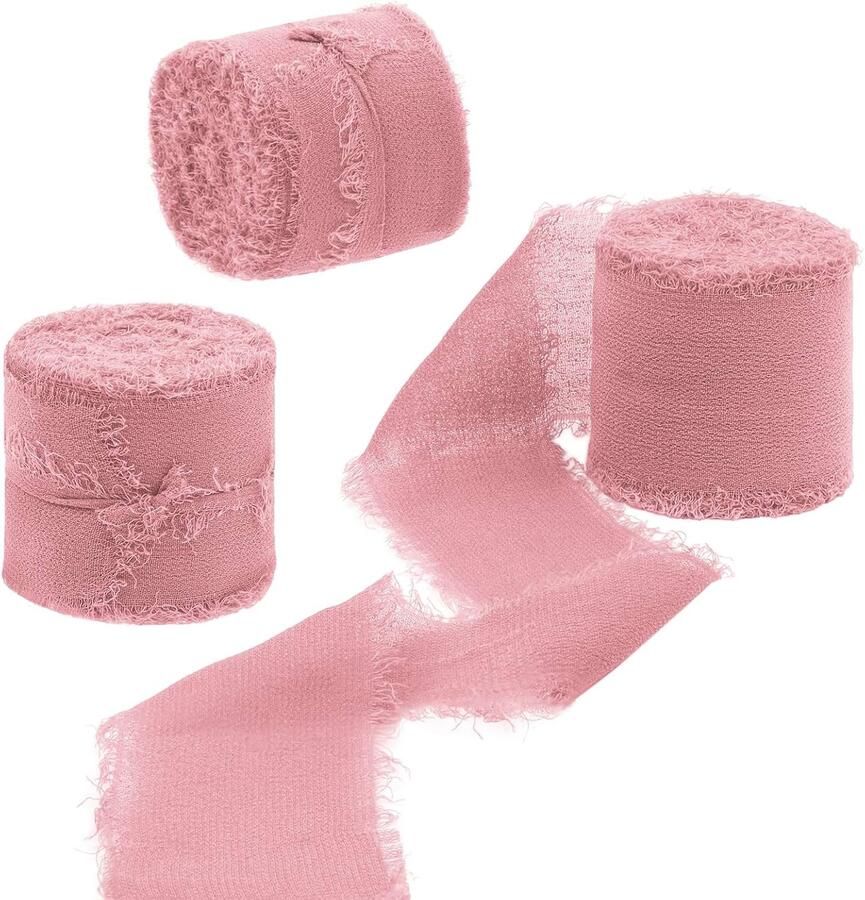 Lint 3 rollen 4 cm x 15 m roze