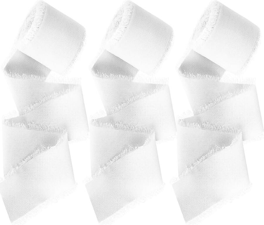 Lint 3 rollen chiffon lint fransenlint voor bruiloft boeket cadeauverpakking
