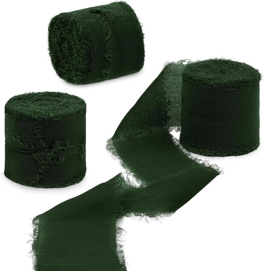 Lint 3 rollen donkergroen 4 cm x 15 m