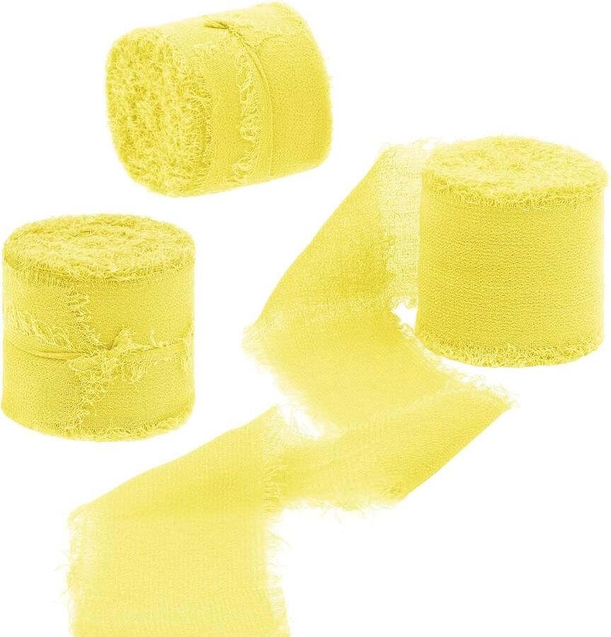 Lint 4 cm x 15 m geel voor cadeaus knutselen en decoratie