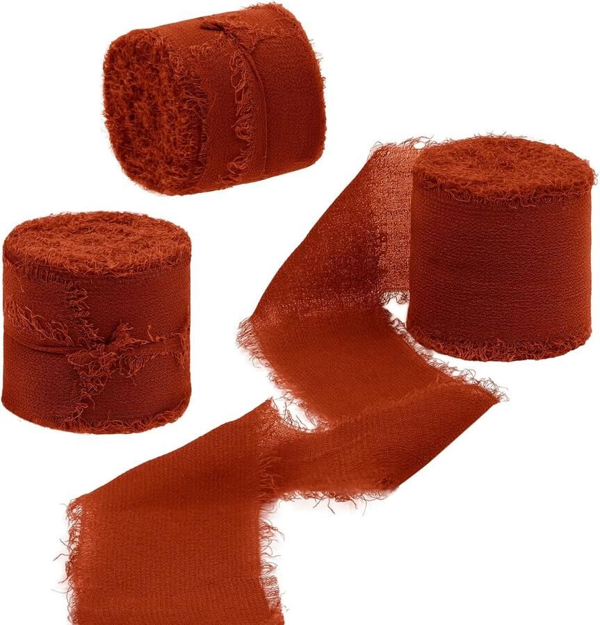 Lint 4cm x 15m oranje-rood voor cadeaus knutselen en decoratie