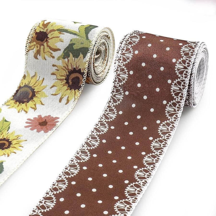 Lint met draadrand bloemenpuntlint decoratielint voor DIY slingers en kransen herfstdecoratie cadeauverpakking