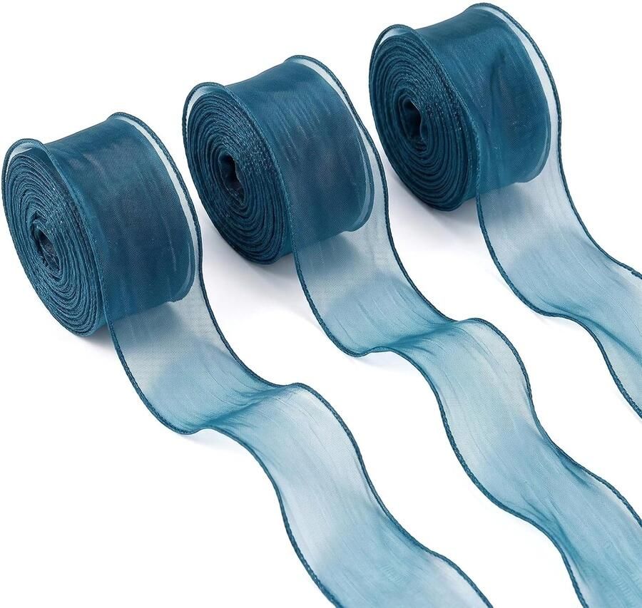 Lint met golvende rand blauw 3 rollen