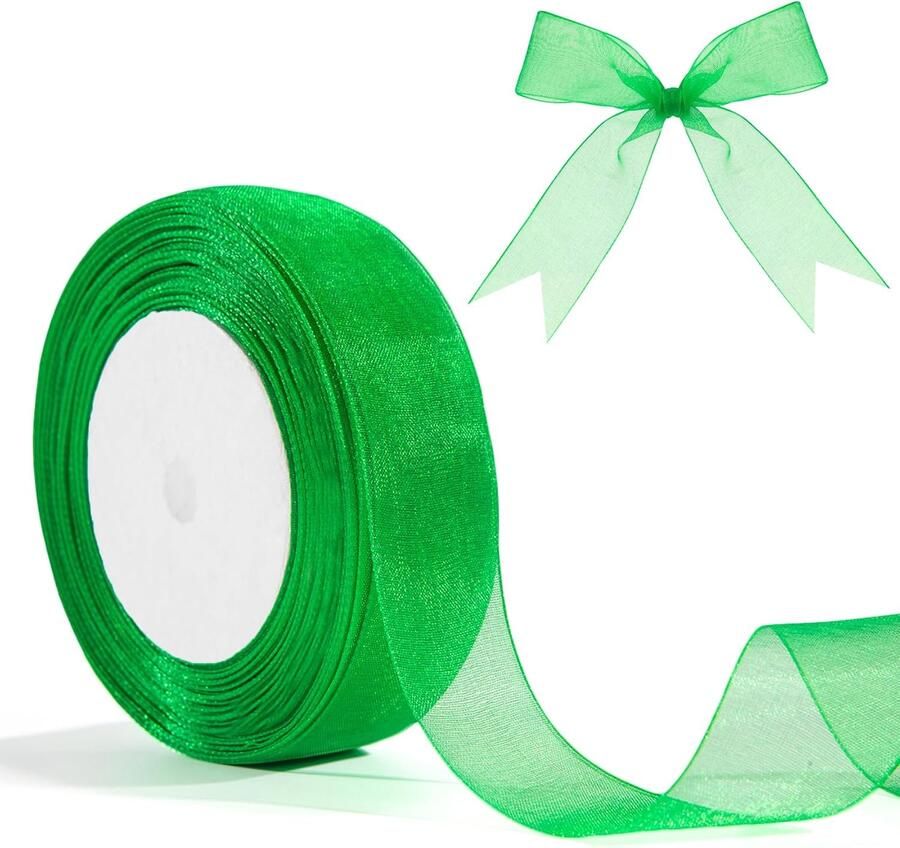 Lint voor cadeaus en versiering groen 25 mm x 46 m