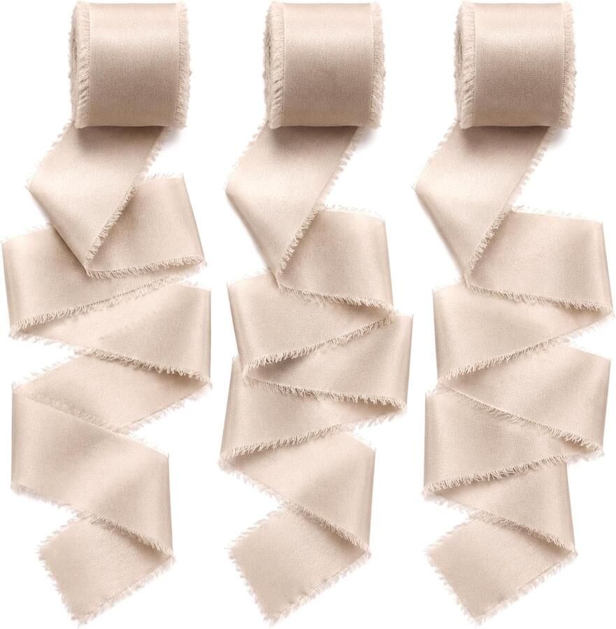 Lintenband voor cadeaus bruiloft chiffon 4 cm x 13 5 m beige