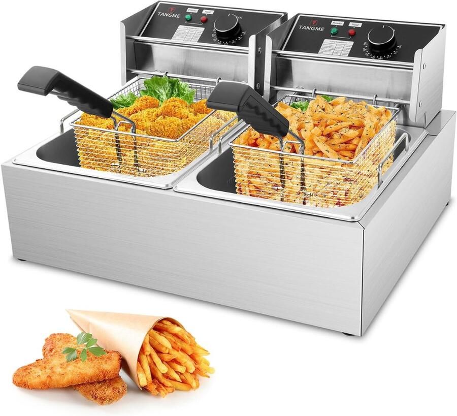 Lìon Frituurpan Dubbel Koude Zone Friteuse Frituurpan Zilver 49cm x 29cm x 55cm