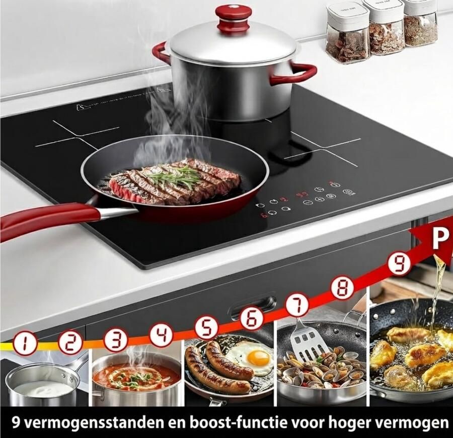 Lìon Inbouw Inductiekookplaat met Boosterfunctie Inductiekookplaat Zwart 52cm x 59cm x 6cm - Foto 3