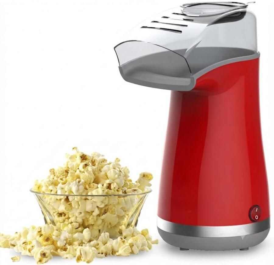 TYR Popcorn Machine Hetelucht Popcornmaker Popcorn Machine zonder Olie Rood 29cm x 24cm x 16cm