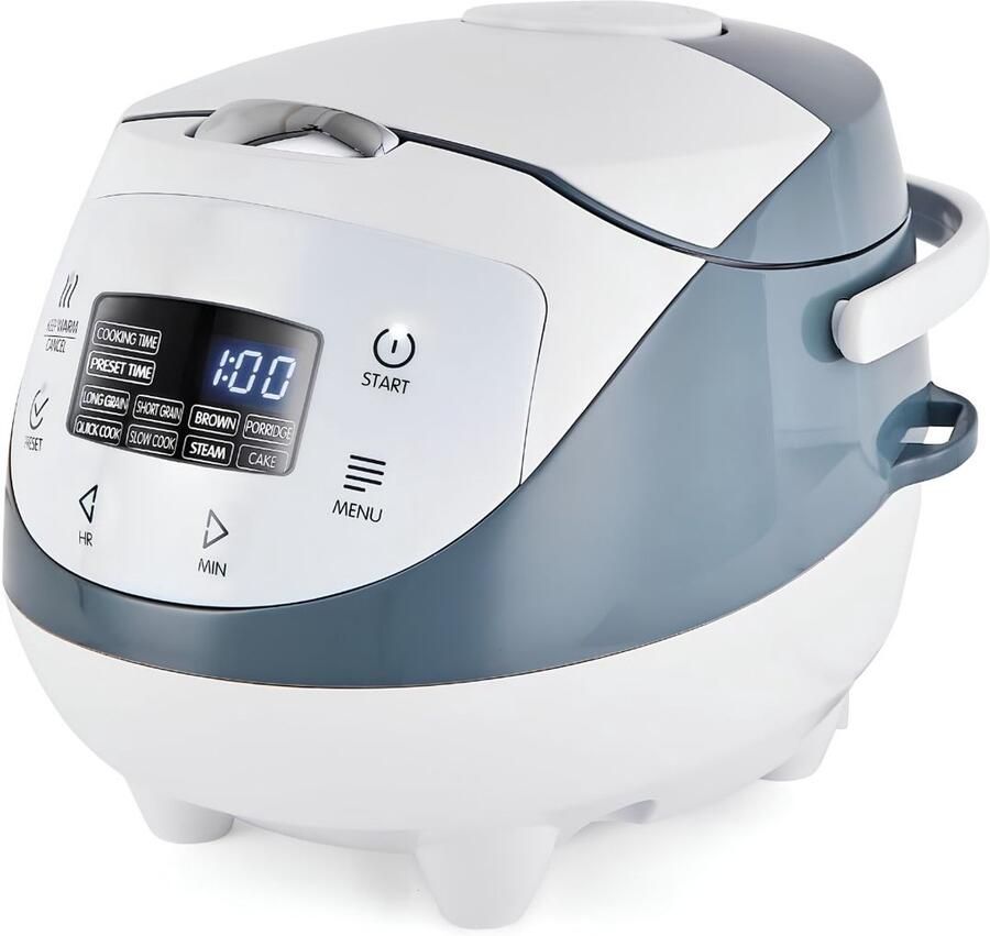 Lìon Rijstkoker met Keramische Binnenpan Multifunctioneel Capaciteit 0.63 Litres Wit Grijs 30cm x 23cm x 21cm