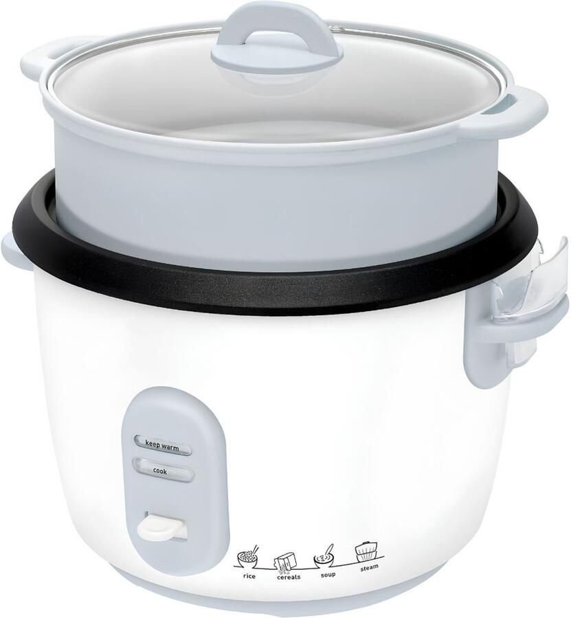 Lìon Rijstkoker met Keramische Binnenpan Multifunctioneel Capaciteit 10 Kopjes Wit 30cm x 30cm x 31cm
