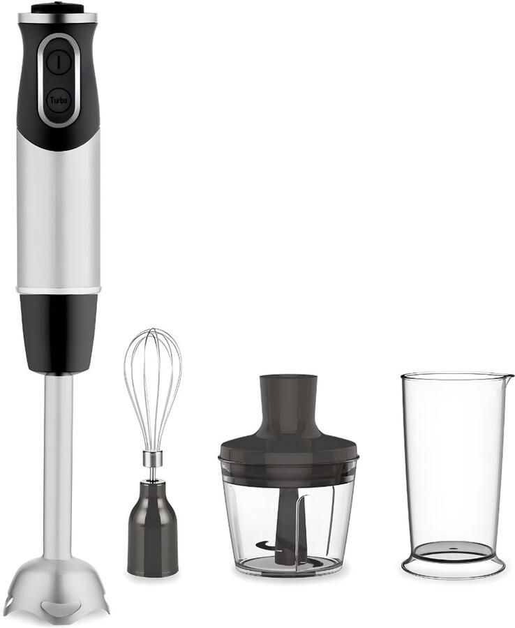 Lìon Staafmixer Set Met Hakmolen 500 ml en Garde 3-in-1 Staafmixer Zilver Zwart 7cm x 7cm x 40cm