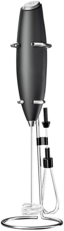 LISM 2-in-1 melkschuimer geschikt voor koffie duurzame handmatige melkschuimer elektrische drankmixer en mini-elektrische garde geschikt voor koffie matcha eieren enz. (Standaardmodel zwart...)