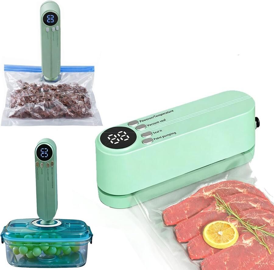 LISM -Draagbare vacuümsealer geschikt voor het bewaren van voedsel combineert seal- en vacuümfuncties. Digitale temperatuurregeling USB-oplaadbare minisealer geschikt voor snacks huisdierensnacks enz
