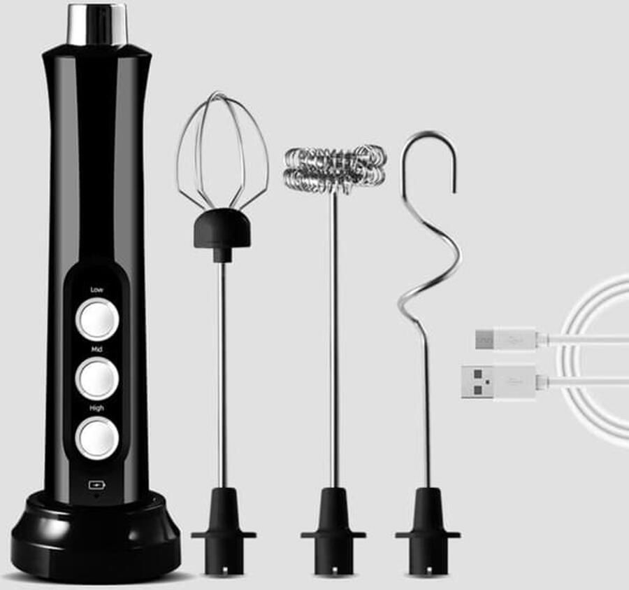 LISM Elektrische melkopschuimer USB-oplaadbare melkopschuimer elektrische melkopschuimer met drie snelheden